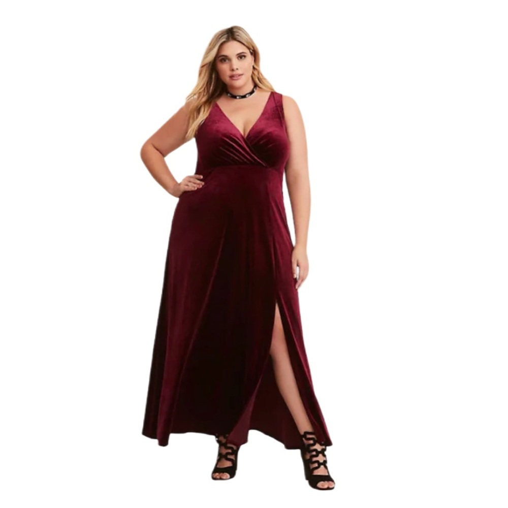 Torrid Burgundy Velvet Maxi Dress
